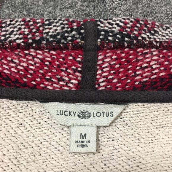 Lucky Lotus boho wool blend open sweater/cardigan Sz M - Picture 7 of 8